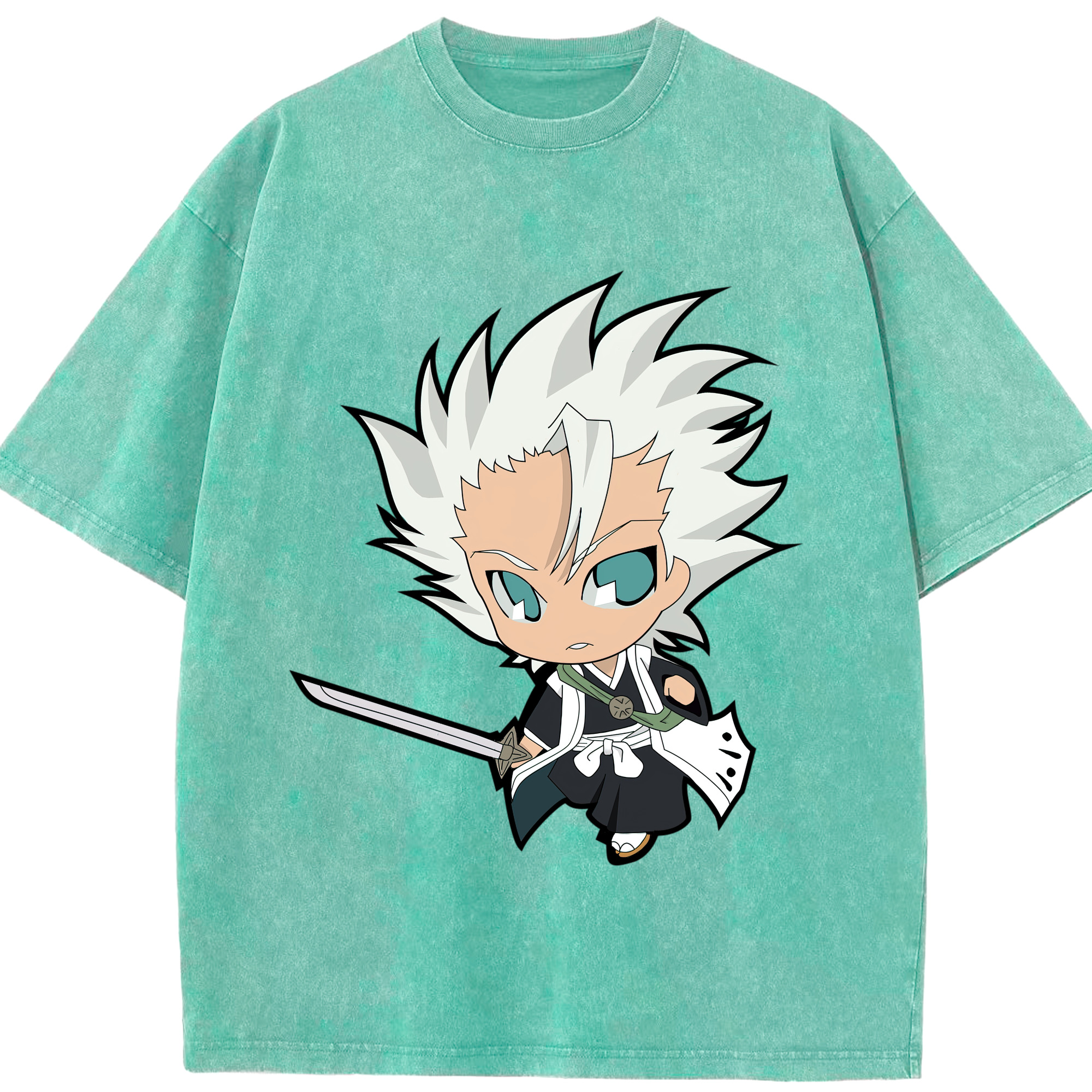 （画像用） ブリーチ 日番谷冬獅郎（ひつがや とうしろう） BLEACH Hitsugaya Toushirou 綿100% ヴィンテージ風 半袖Tシャツ（フロントプリント）